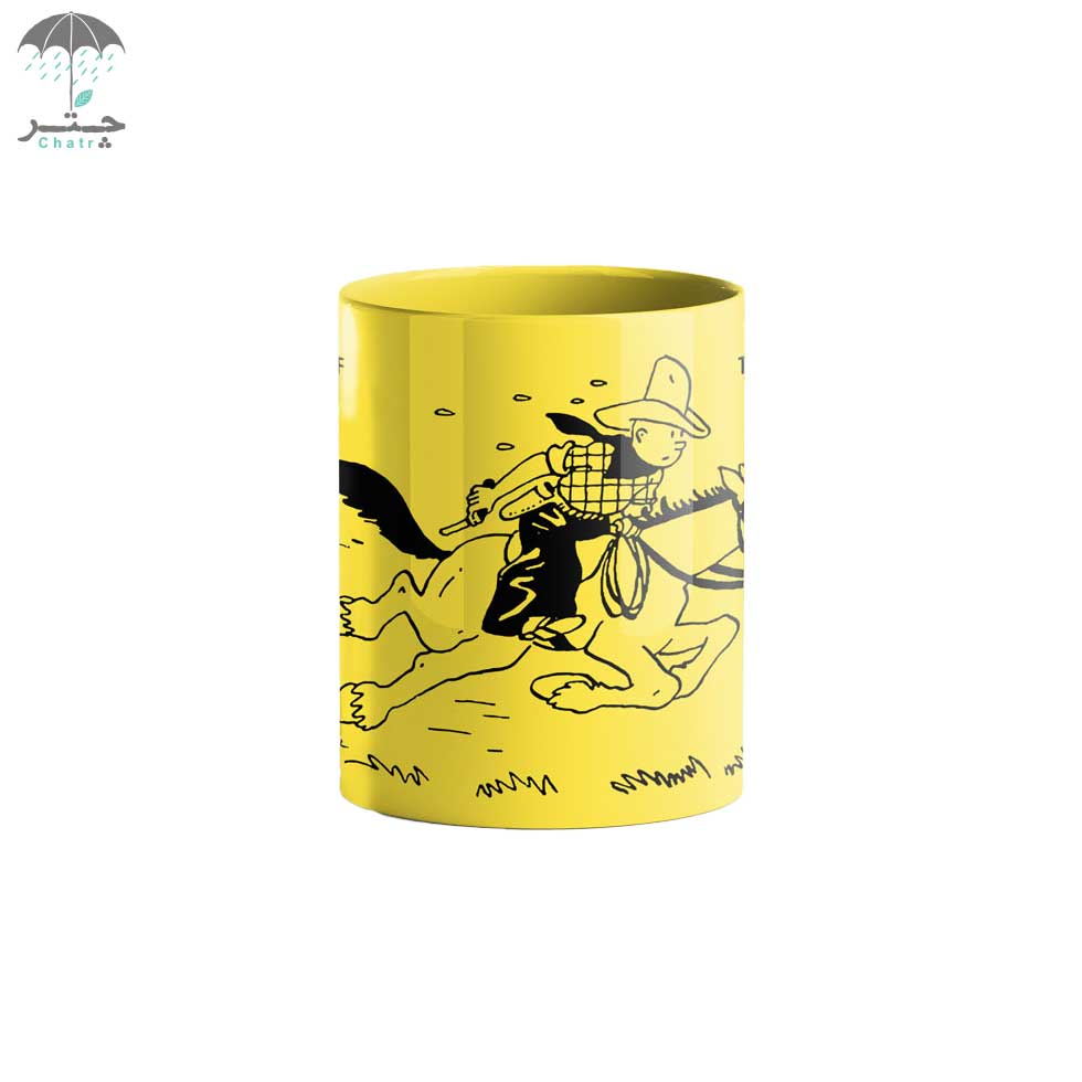 ماگ سرامیکی هارنا تمام رنگی طرح Tintin in America سوار بر اسب - 0