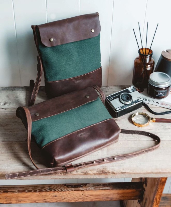 کیف چرم و برزنت افقی - 0