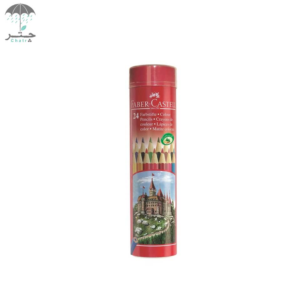 مداد رنگی فابر کاستل 24 رنگ جعبه فلزی استوانه‌ای (115827)