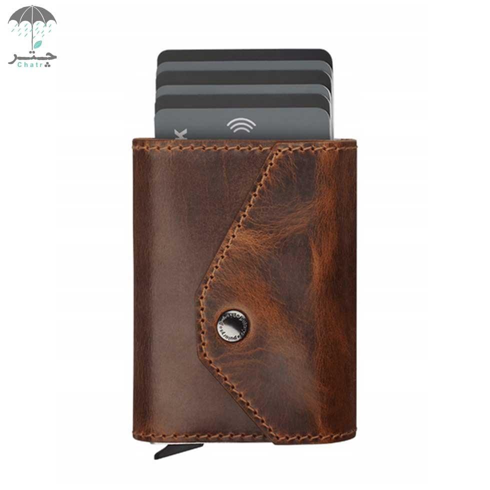 جاکارتی چرم وینتیج Pularys مدل PORTER GO wallet رنگ قهوه‌ای کد 174631007