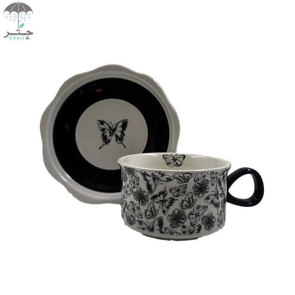 ست لته‌خوری طرح پروانه رنگ مشکی کد 130
