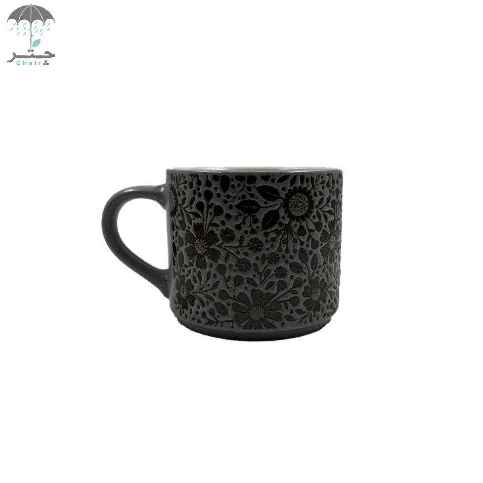 ماگ برجسته طرح گل رنگ بنفش پاستلی کد 146