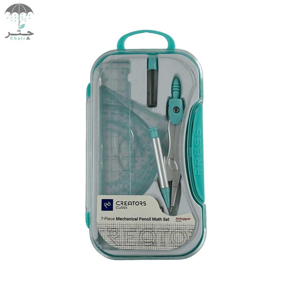 ست پرگار مکانیکال سی‌کلاس 7 تکه کد CS313m رنگ سبزآبی
