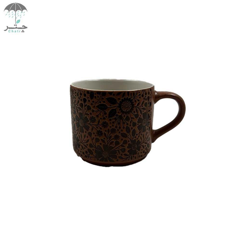 ماگ برجسته طرح گل رنگ نسکافه‌ای کد 146