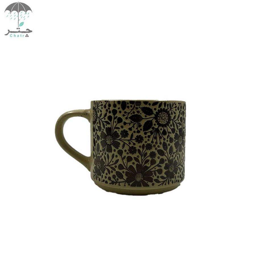 ماگ برجسته طرح گل رنگ زرد پاستلی کد 146