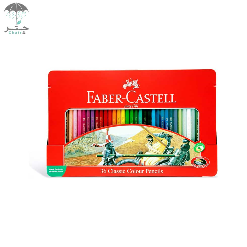 مداد رنگی فابر کاستل 36 رنگ جعبه فلزی تخت (115846)