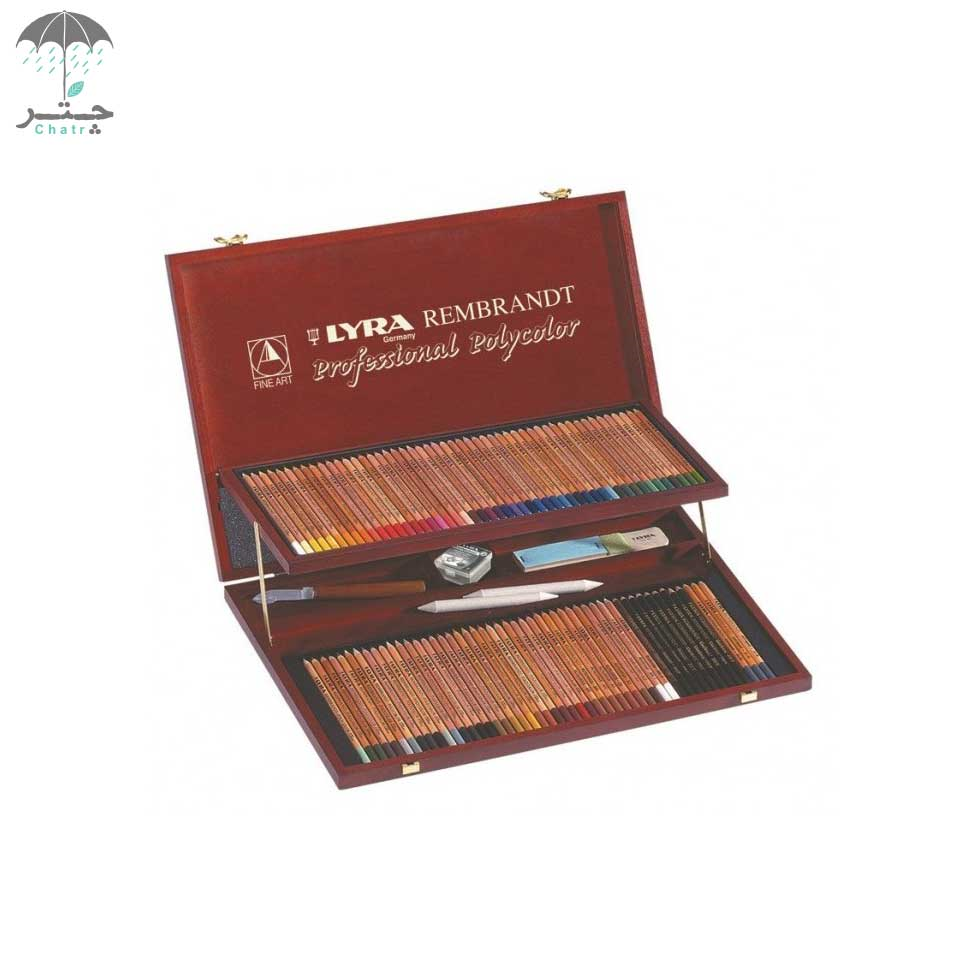 مداد رنگی لیرا 106 رنگ جعبه چوبی طرح Rembrandt polycolor