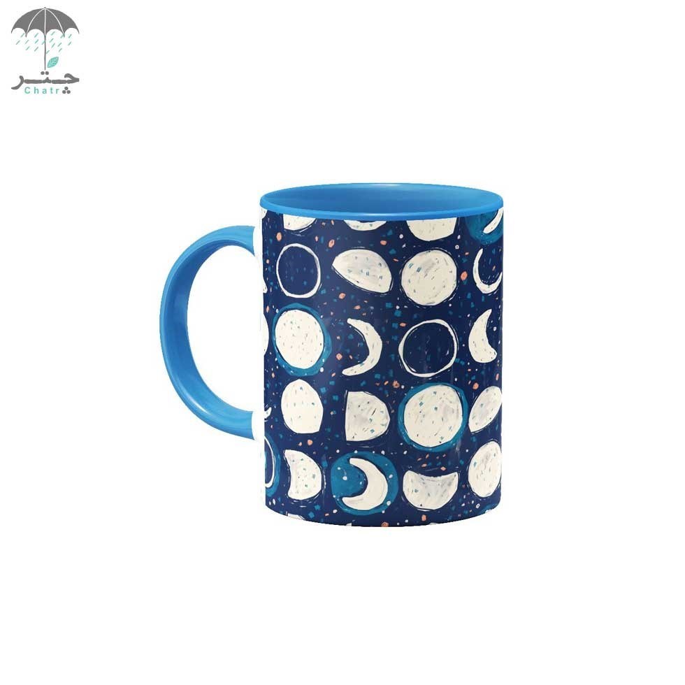 تصویر  ماگ سرامیکی هیدورا داخل رنگی طرح Moon phases