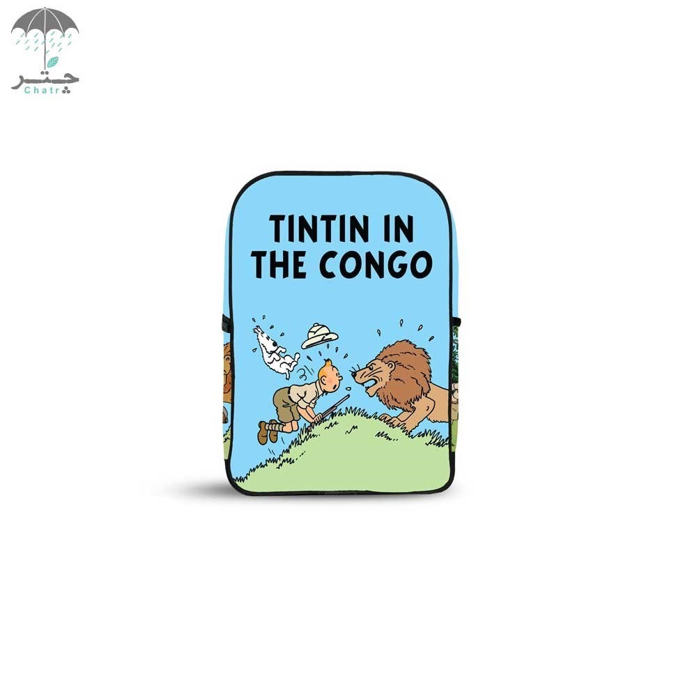 تصویر  کوله‌پشتی مخمل هارنا طرح تن‌تن در کنگو (tintin in the congo)