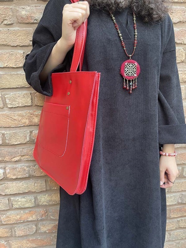 تصویر  ساک دستی چرمی کد 4 (مجموعه ساغری) قرمز