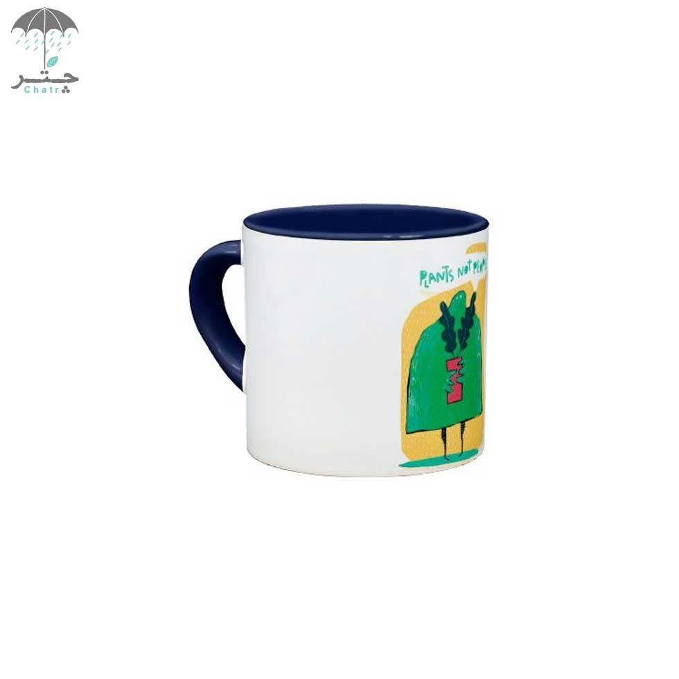 تصویر  مینی ماگ سرامیکی هیدورا داخل رنگی طرح Plant not people