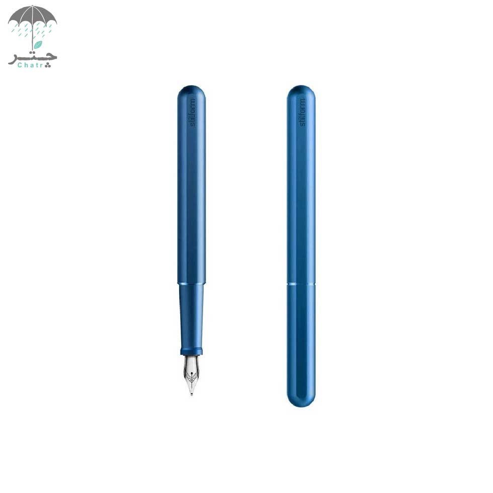 تصویر  خودنویس آلومینیومی استیل‌فرم مدل INK رنگ Night Sky کد 200023 با سرقلم استیل مشکی سایز F کد 200043