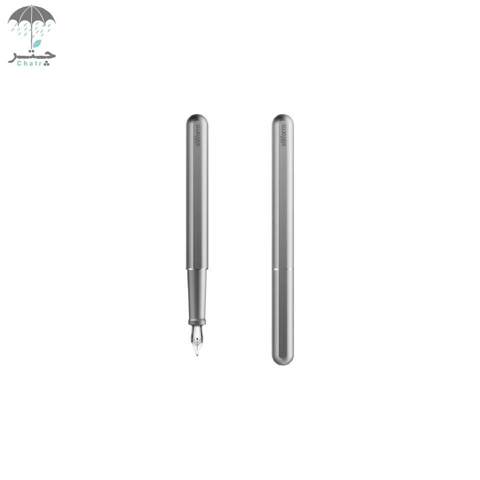 تصویر  خودنویس آلومینیومی استیل‌فرم مدل ink رنگ Comet grey کد 200021 با سرقلم استیل مشکی سایز F کد 200043